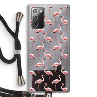 Flamingoprint groen: Samsung Galaxy Note 20 / Note 20 5G Transparant Hoesje met koord