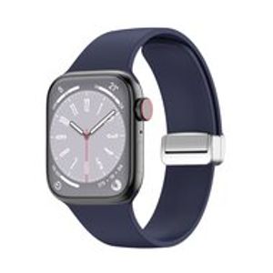 Siliconen bandje - Folding Buckle - Donkerblauw - Geschikt voor Apple Watch 38mm / 40mm / 41mm