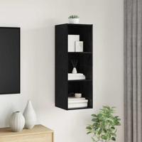 TV-kast met plank Zwart eiken 37 x 37 x 107 cm Bewerkt hout