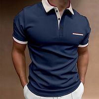 Voor heren POLO Shirt Golfshirt liiketoiminta Casual Geribbelde polokraag Korte mouw Modieus Basic Effen Kleur nappi Zak Zomer Normale pasvorm Zwart Wit Rood Donker Marine POLO Shirt Lightinthebox