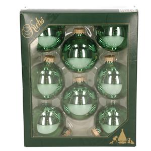 Kerstballen - 8x st - jade groen - 7 cm - glas - kerstversiering