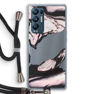 Roze stroom: Oppo Find X3 Neo Transparant Hoesje met koord
