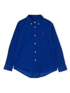 POLO RALPH LAUREN KIDS short en velours côtelé à logo brodé - Bleu