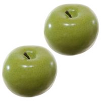 Kunstfruit decofruit - 2x - appel/appels - ongeveer 6 cm - groen