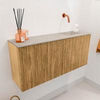 Toiletmeubel Mondiaz Joya Dlux | 90 cm | Meubelkleur Oak | Faye wastafel Opalo Wasbak Rechts | Zonder kraangat(en)