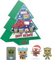Marvel Pocket Pop Holiday Tree 4-Pack - Baby Groot, Thor, Spider-Man, Groot (Glow in the Dark)