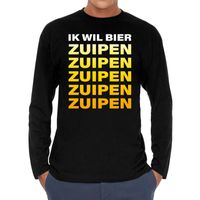 Ik wil bier zuipen zuipen zuipen long sleeve t-shirt zwart voor