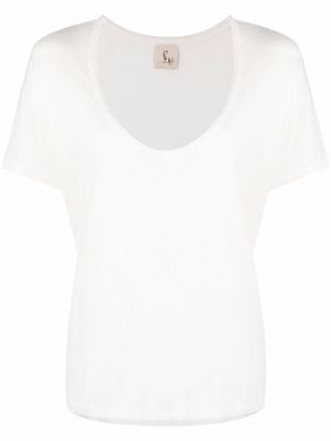 PAULA t-shirt en lin à col v - Blanc
