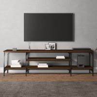 Tv-meubel 161x35x45 cm bewerkt hout en ijzer bruineikenkleurig