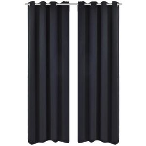 VidaXL Gordijnen met metalen ringen 135 x 245 cm 2 stuks (zwart)