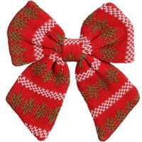 Kerst ornament strik - rood - 20 x 17 cm - polyester - strikje kersthanger - thumbnail