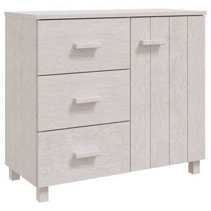 The Living Store HAMAR Dressoir - Wit - 90 x 40 x 80 cm - Massief grenenhout - Met lades en deur