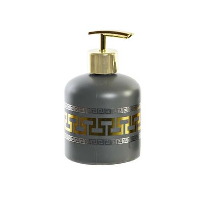 Zeeppompje/dispenser glas grijs/goud 8 x 14 cm