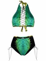 Noire Swimwear bikini à imprimé peau de serpent - Vert