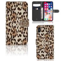 Apple iPhone Xs Max | Telefoonhoesje | Met pasjeshouder | Leopard