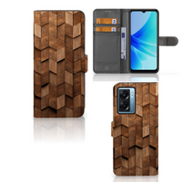 Book Style Case voor OPPO A77 5G | A57 5G Wooden Cubes