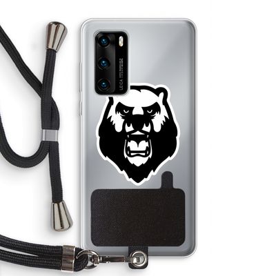Angry Bear (white): Huawei P40 Transparant Hoesje met koord
