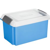 Sunware opslagbox kunststof 51 liter blauw 59 x 39 x 29 cm met hoge deksel - Opbergbox - thumbnail