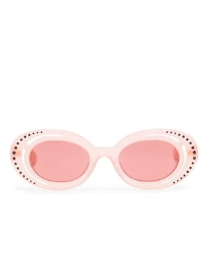 Marni Eyewear lunettes de soleil rondes ornées de cristaux - Rose
