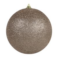 Bellatio Decorations Kerstbal - champagne - kunststof - 18 cm