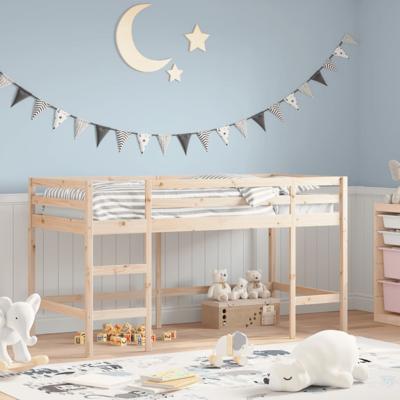 Kinderhoogslaper met ladder 90x200 cm massief grenenhout