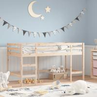 Kinderhoogslaper met ladder 90x200 cm massief grenenhout