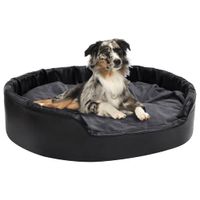 Hondenmand 99x89x21 cm pluche en kunstleer zwart en donkergrijs - thumbnail