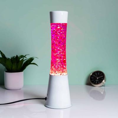 Lavalamp wit met glitterhartjes