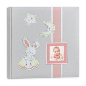 Fotoboek/fotoalbum Fred baby meisje met 30 paginas roze 32 x 32 x 3,5 cm