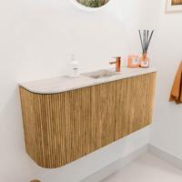Toiletmeubel Mondiaz Joya Dlux | 93.2 cm | Meubelkleur Oak | Faye wastafel Nata Wasbak Midden | 1 kraangat