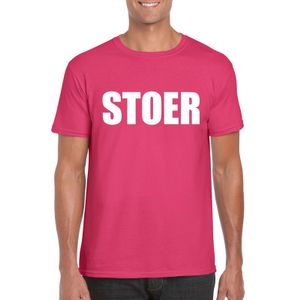 Stoer tekst t-shirt roze heren