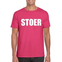 Stoer tekst t-shirt roze heren - thumbnail