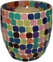 Kersten theelichthouder glas trendy 14x15cm multi