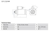 Startmotor / Starter BOSCH, Spanning (Volt)12V, u.a. für VW