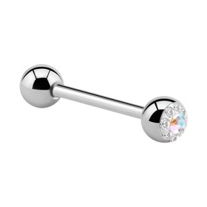 Barbell met Crystaline-balletje Chirurgisch Staal 316L Barbells