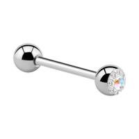 Barbell met Crystaline-balletje Chirurgisch Staal 316L Barbells - thumbnail