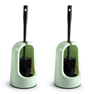 Plasticforte WC borstel met houder - 2x stuks - groen - 40 cm - kunststof
