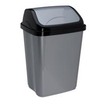Storage Solutions Afvalemmer SWING - 16 liter - grijs/zwart - met klep deksel - kunststof