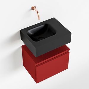 Toiletmeubel Mondiaz Andor | 40 cm | Meubelkleur Fire | Lex vrijhangend wastafel Urban Links | Zonder kraangat