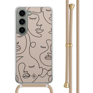 Samsung Galaxy S23 hoesje met beige koord - Abstract faces