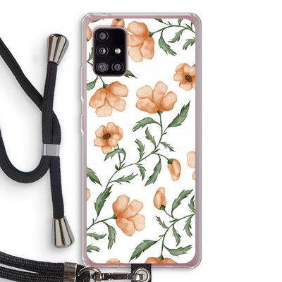 Peachy flowers: Samsung Galaxy A51 5G Transparant Hoesje met koord