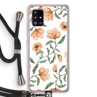 Peachy flowers: Samsung Galaxy A51 5G Transparant Hoesje met koord