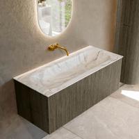 Badmeubel Mondiaz Kurve-Dlux | 110 cm cm | Meubelkleur Shadow | Wastafelkleur Glace | Solid surface | Wasbak midden spoelbak | Zonder kraangat(en)