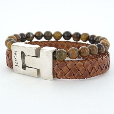 JOSH Heren Leren Armband Pilot Station Matt Cognac | 24966