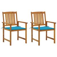 Tuinstoelen 2 st met kussens massief acaciahout