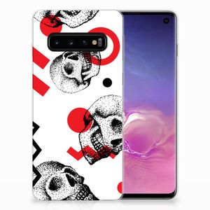 Silicone Back Case Samsung Galaxy S10 Skull Red