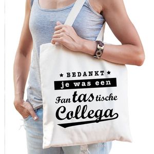 Fantastische collega cadeau tas / shopper naturel katoen voor dames - Feest Boodschappentassen