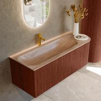 Badmeubel Mondiaz Kurve-Dlux | 125 cm | Meubelkleur Ruby | Wastafelkleur Saba | Solid surface | Wasbak linker zijde spoelbak | 1 kraangat