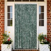 VidaXL Vliegengordijn 100x220 cm chenille groen en wit VidaXL Vliegengordijn 100x220 cm chenille groen en wit