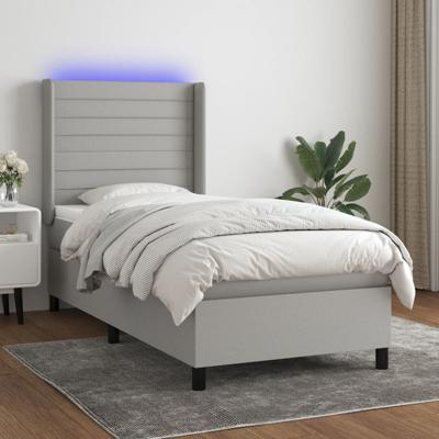 Boxspring met matras en LED stof lichtgrijs 80x200 cm